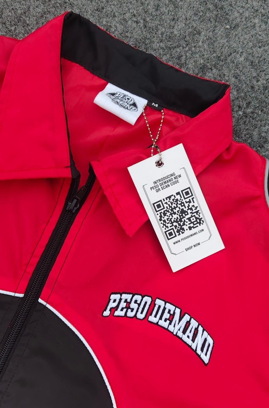 Red & Black Nylon Zip Up/Shorts Set