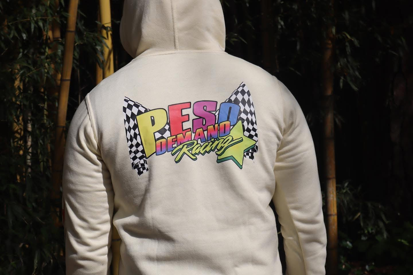 Cream Tri-Color Flame Racing Hoodie
