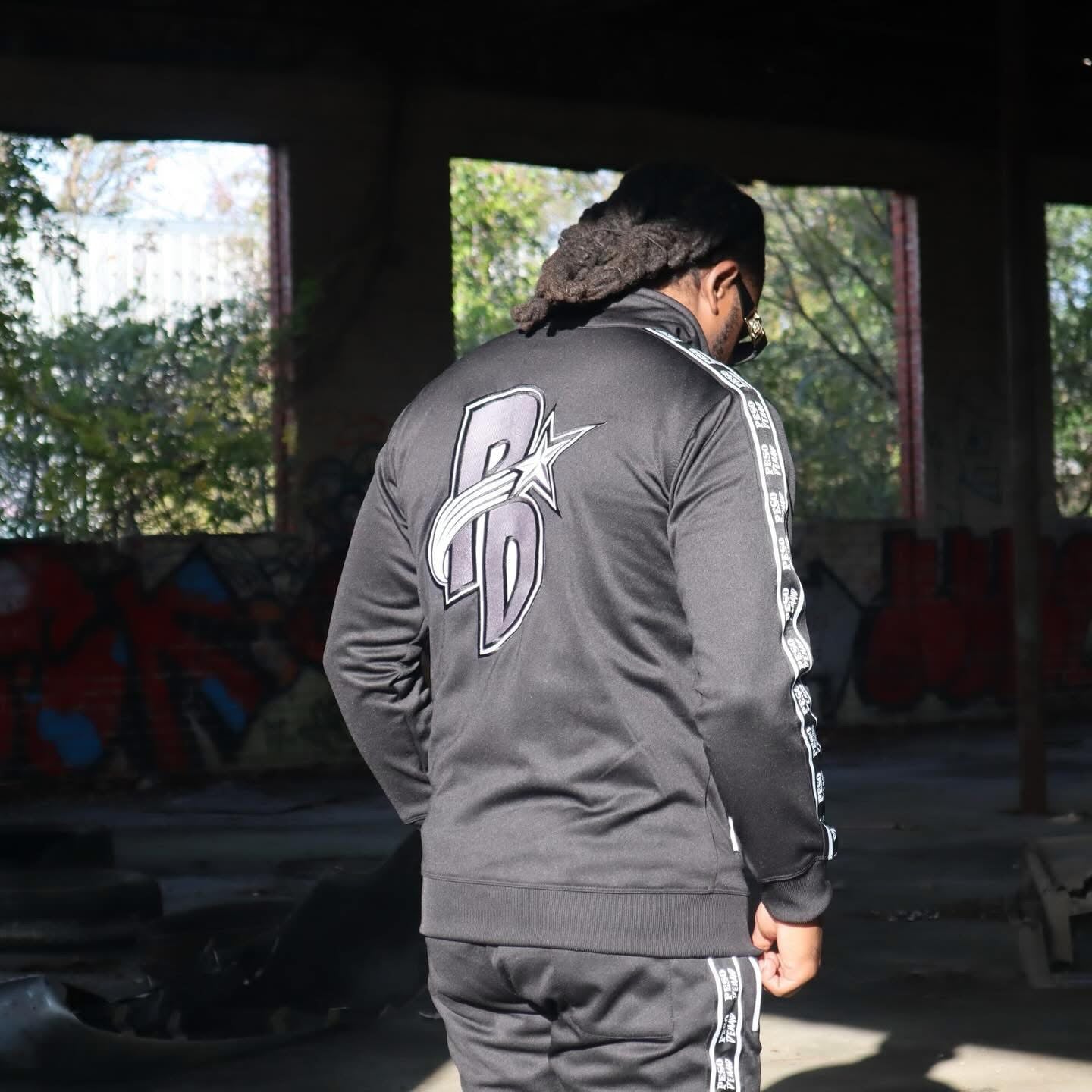 Black Long Sleeve Zip-Up Tracksuit