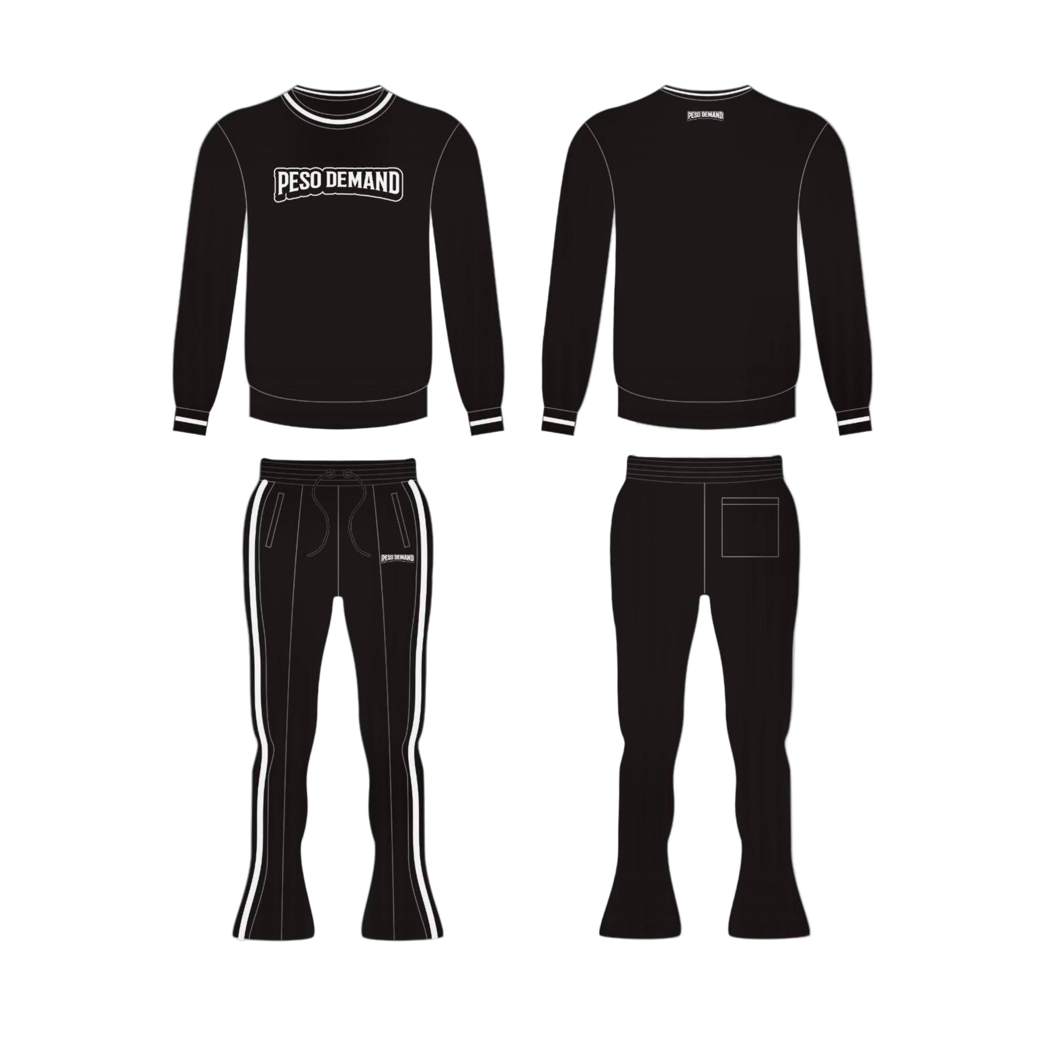 Black Crewneck Stacked Suit