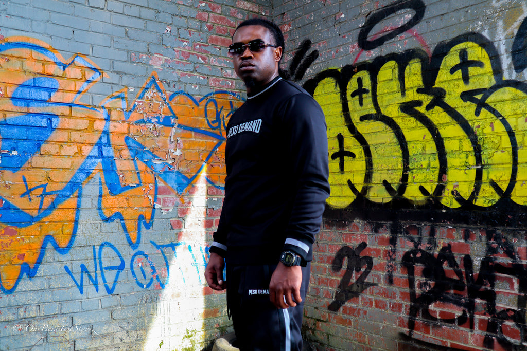 Black & Silver Crewneck Stacked Suit